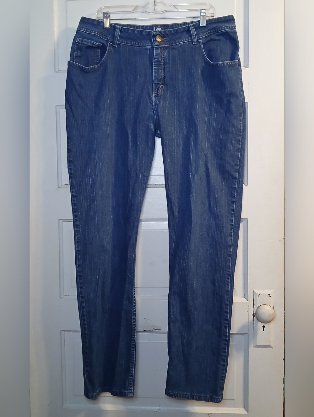 Lee Riders Women’s Relaxed Fit Jeans 18W L Blue Straight Leg Mid Rise